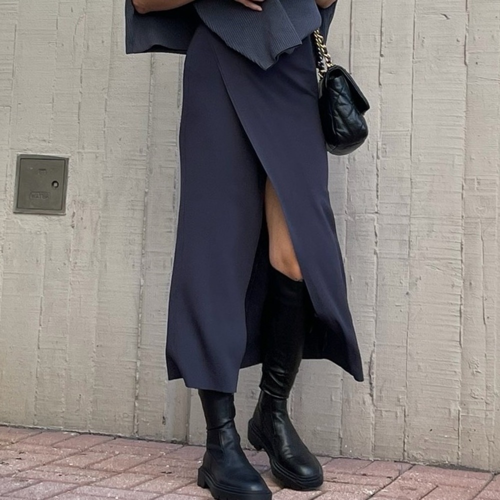Zara Knit Wrap Midi Skirt